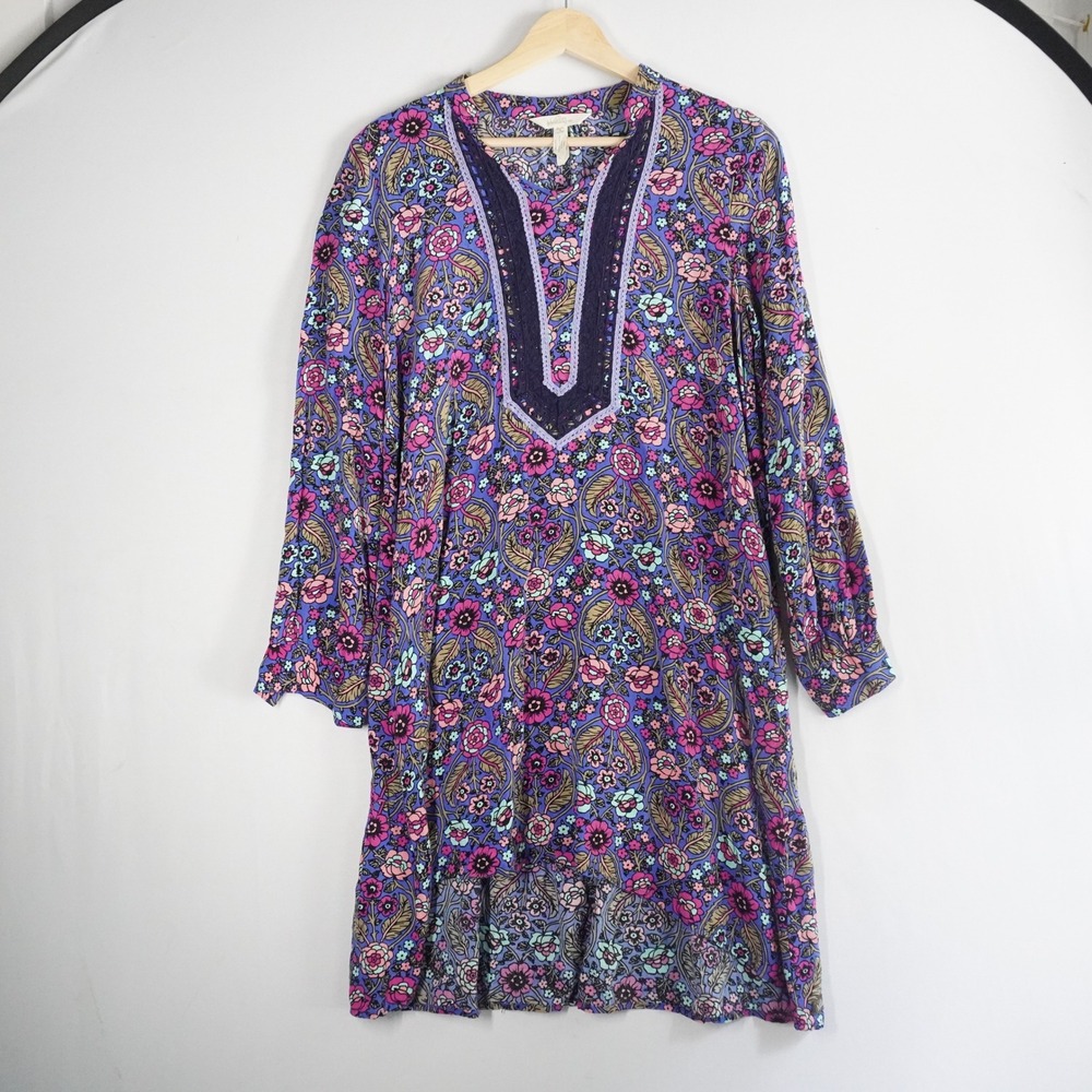 Matilda Jane Thoughts Dreams Floral Print Long Sleeve Midi Dress Multicolor Boho